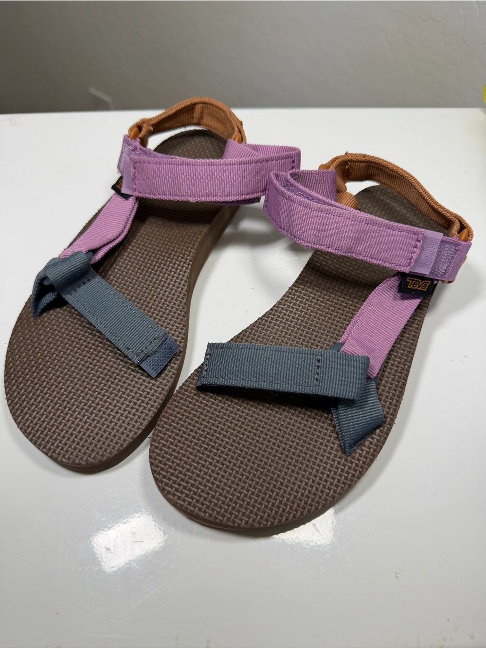 Teva Original Universal Sandals Colorblock Lavender Purple Slate Tan 6